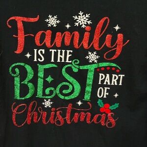 Fruit of the Loom Black long sleeve Tee shirt with Red  Green Christmas Design S